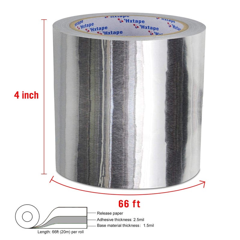 Hxtape Aluminum Foil Glass Fiber Cloth Tape,Silver,Good for HVAC, Sealing & Patching Hot & Cold Air Ducts, Metal Repair (4-4 mil-20m) - Image 2